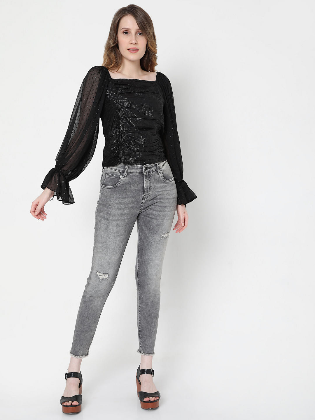Black Ruched Top