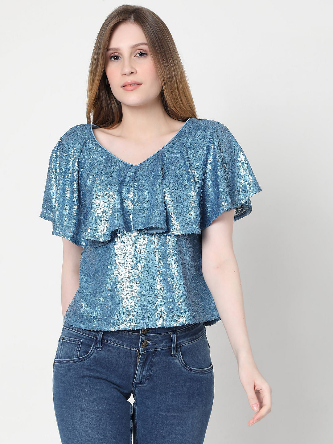 Blue Sequinned Top