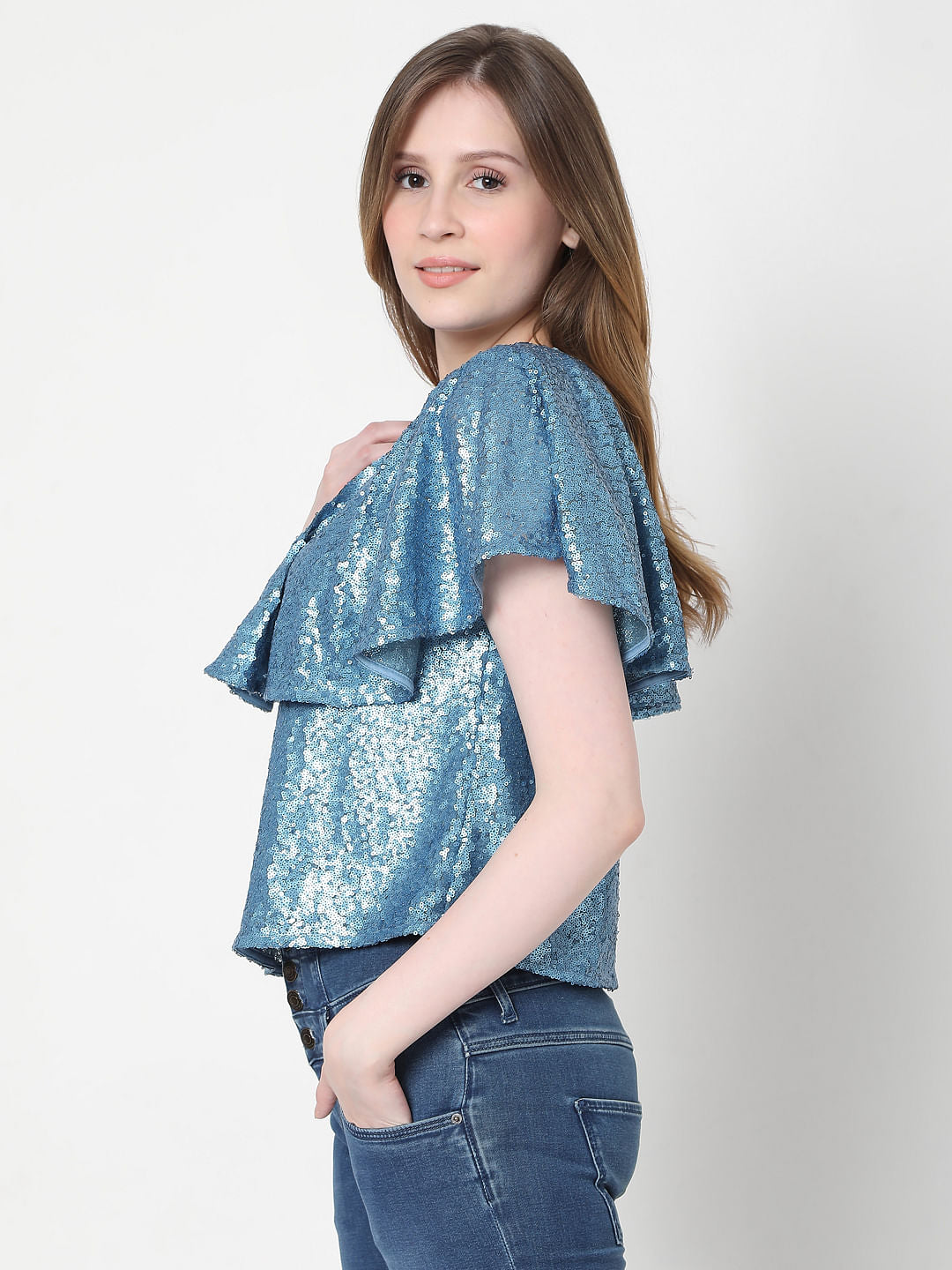 Blue Sequinned Top