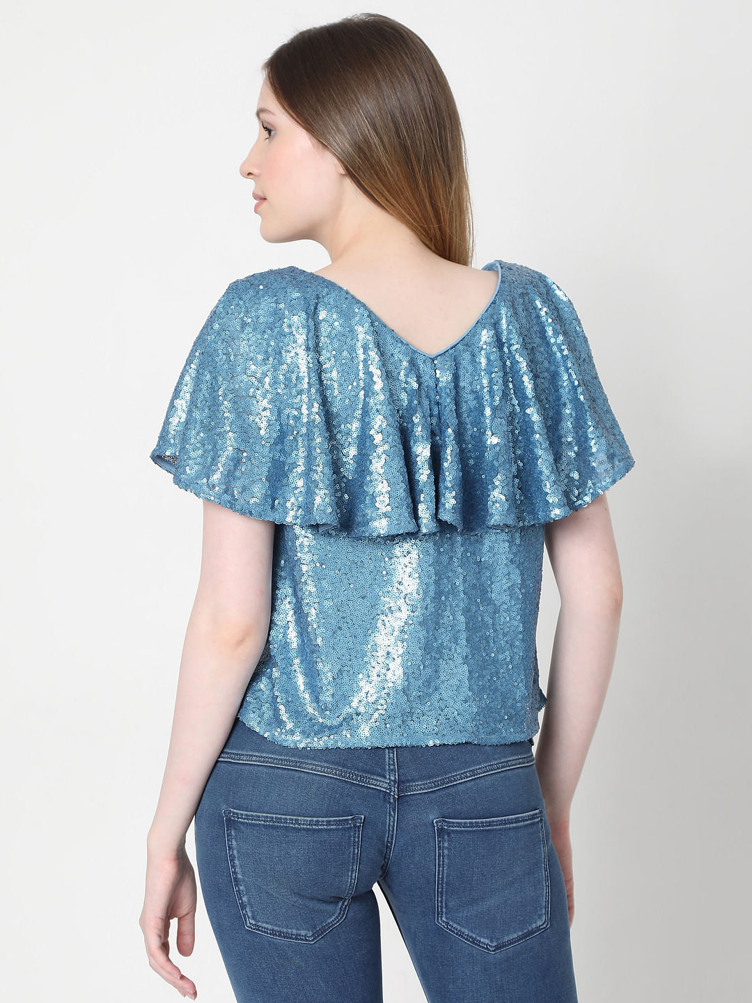 Blue Sequinned Top