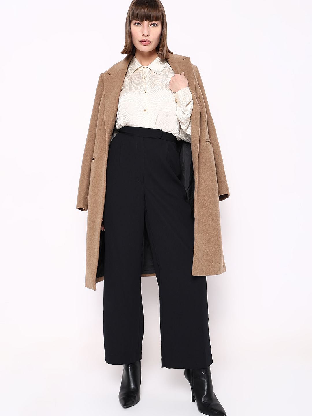 Black High Rise Wide Leg Pants