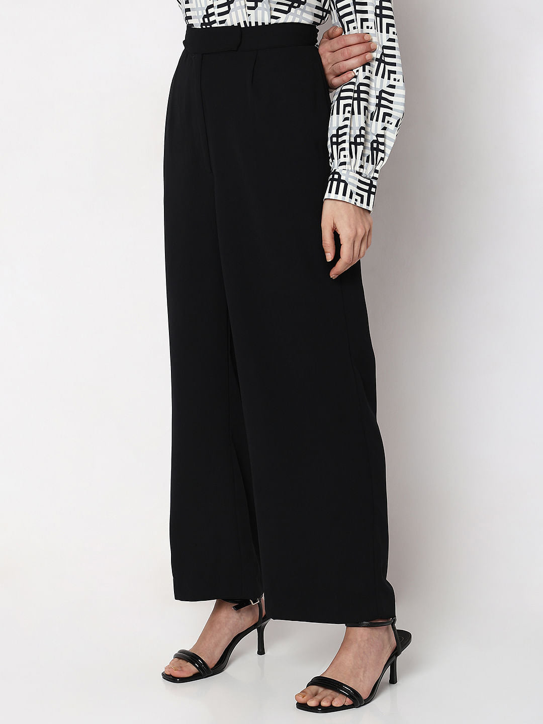 Black High Rise Wide Leg Pants