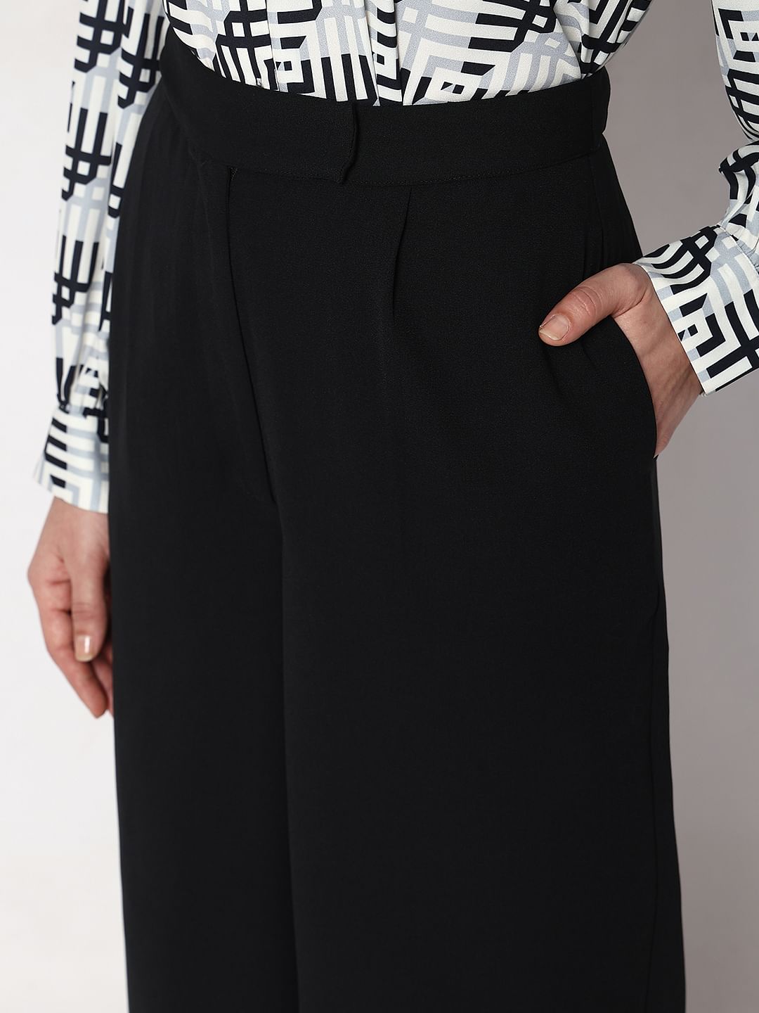 Black High Rise Wide Leg Pants
