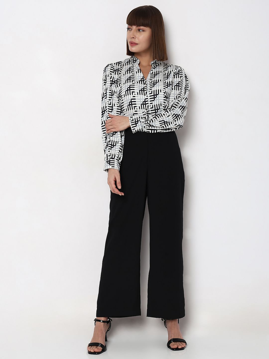 Black High Rise Wide Leg Pants