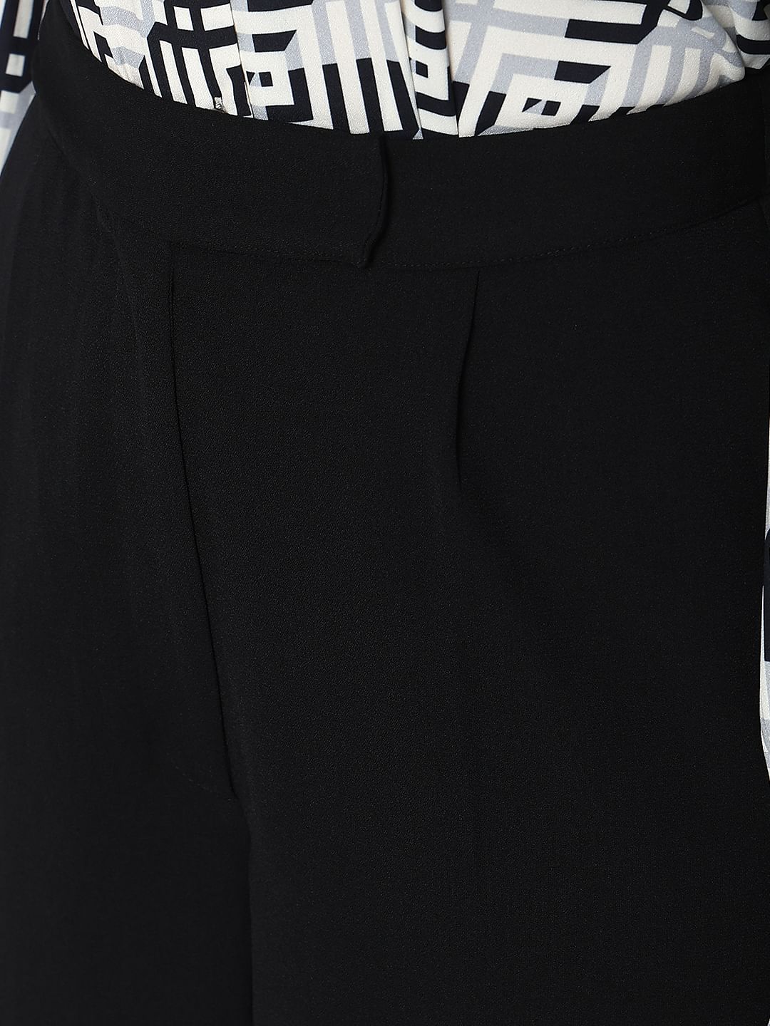 Black High Rise Wide Leg Pants