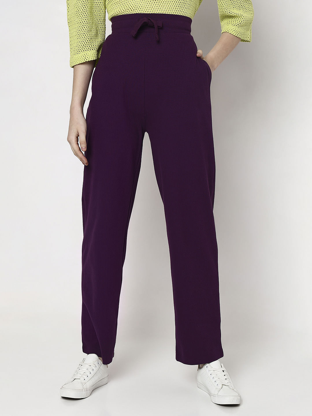 Purple High Rise Knitted Pants