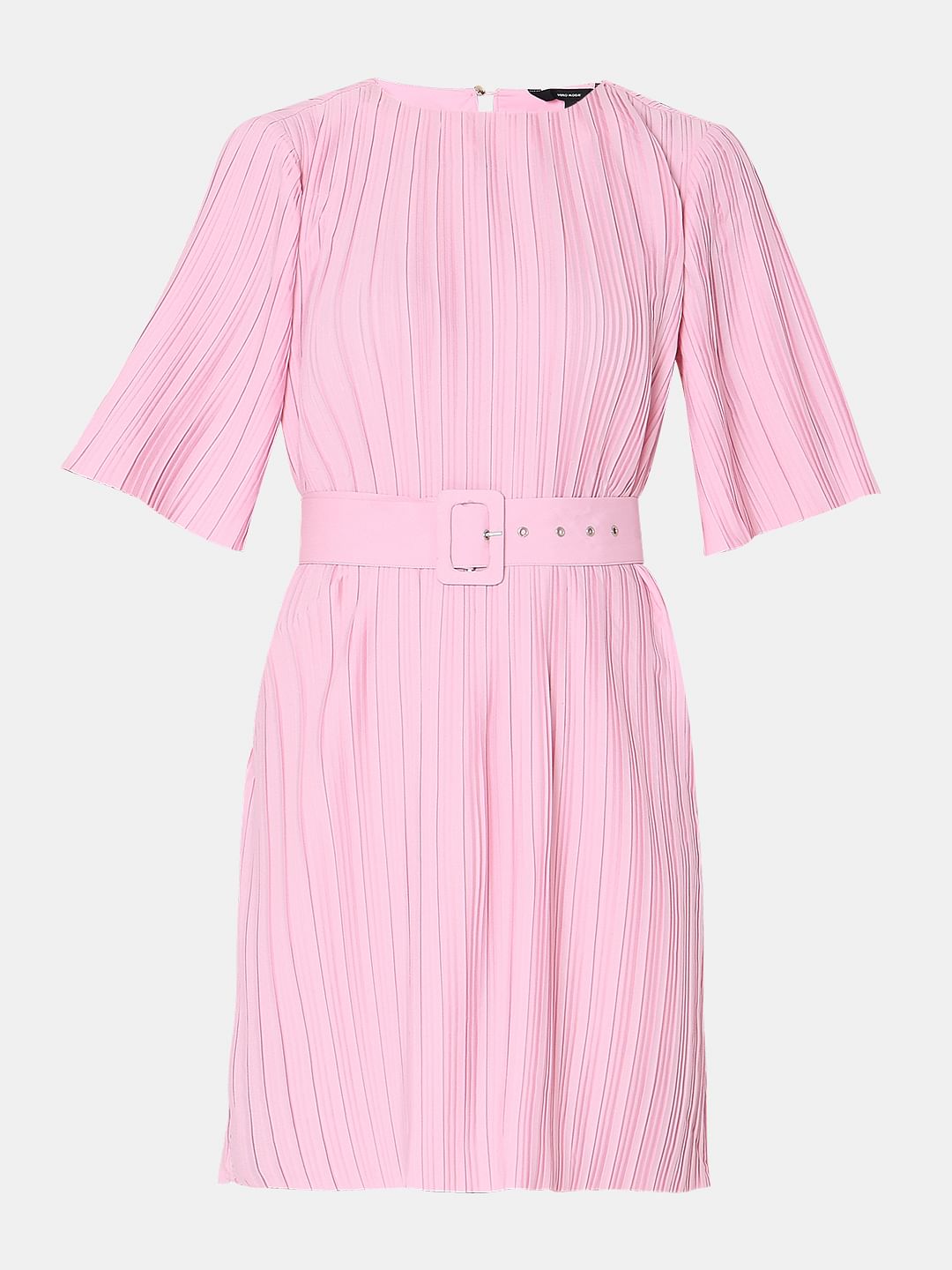 Light Pink Pleated Mini Dress