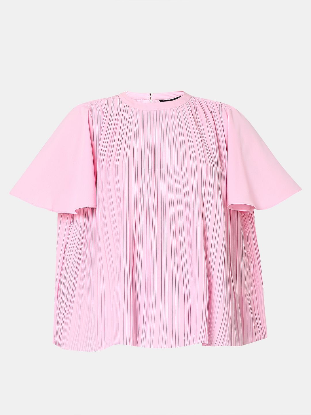 Pink Pleated Flared Top