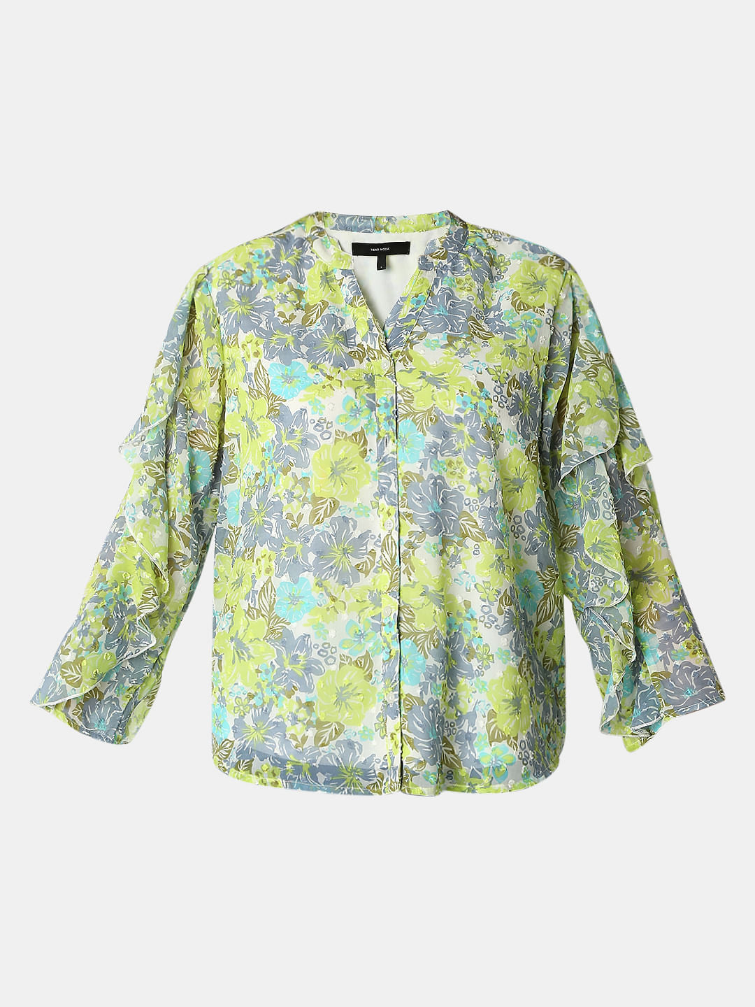 Green Floral Print Top