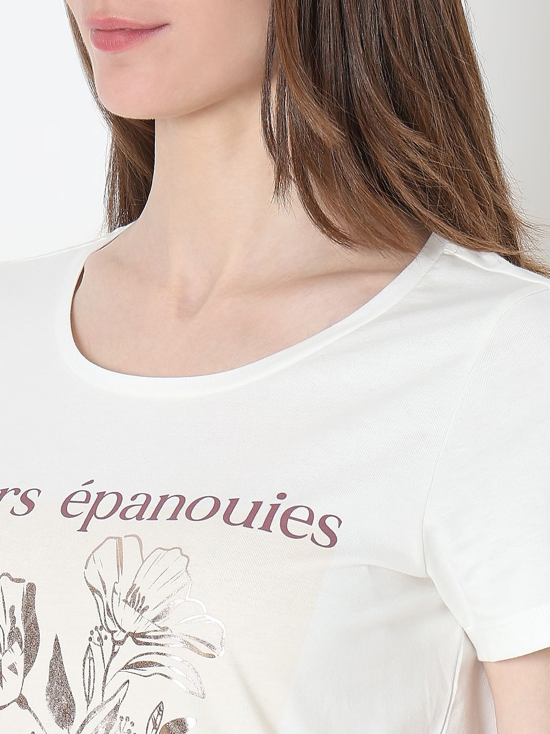 White Floral Print T-Shirt