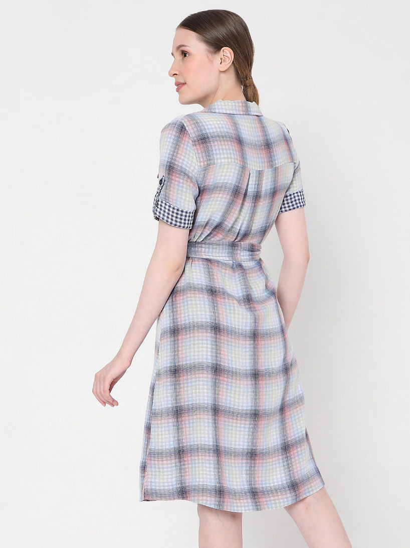 Blue Check Shirt Dress