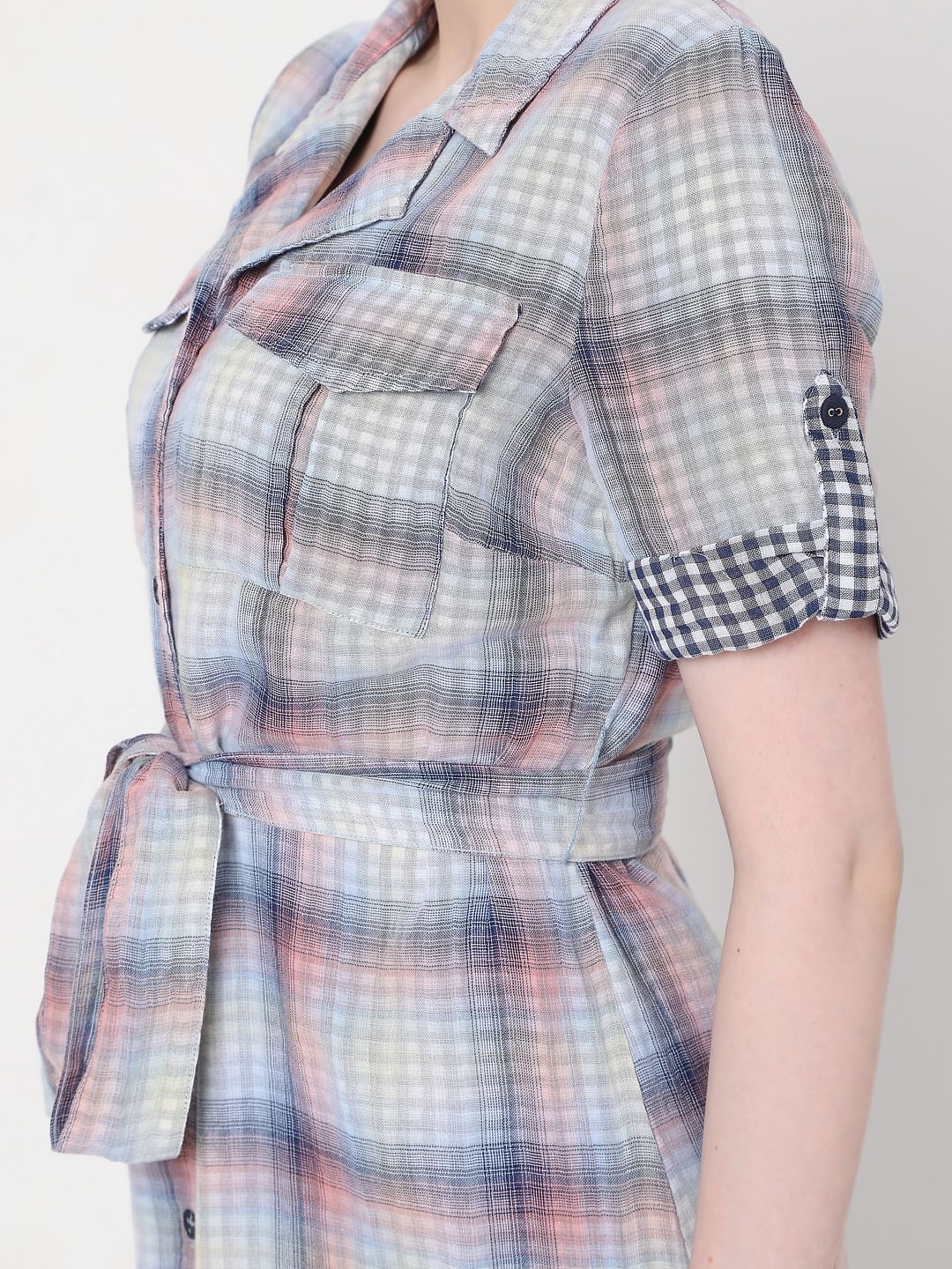 Blue Check Shirt Dress