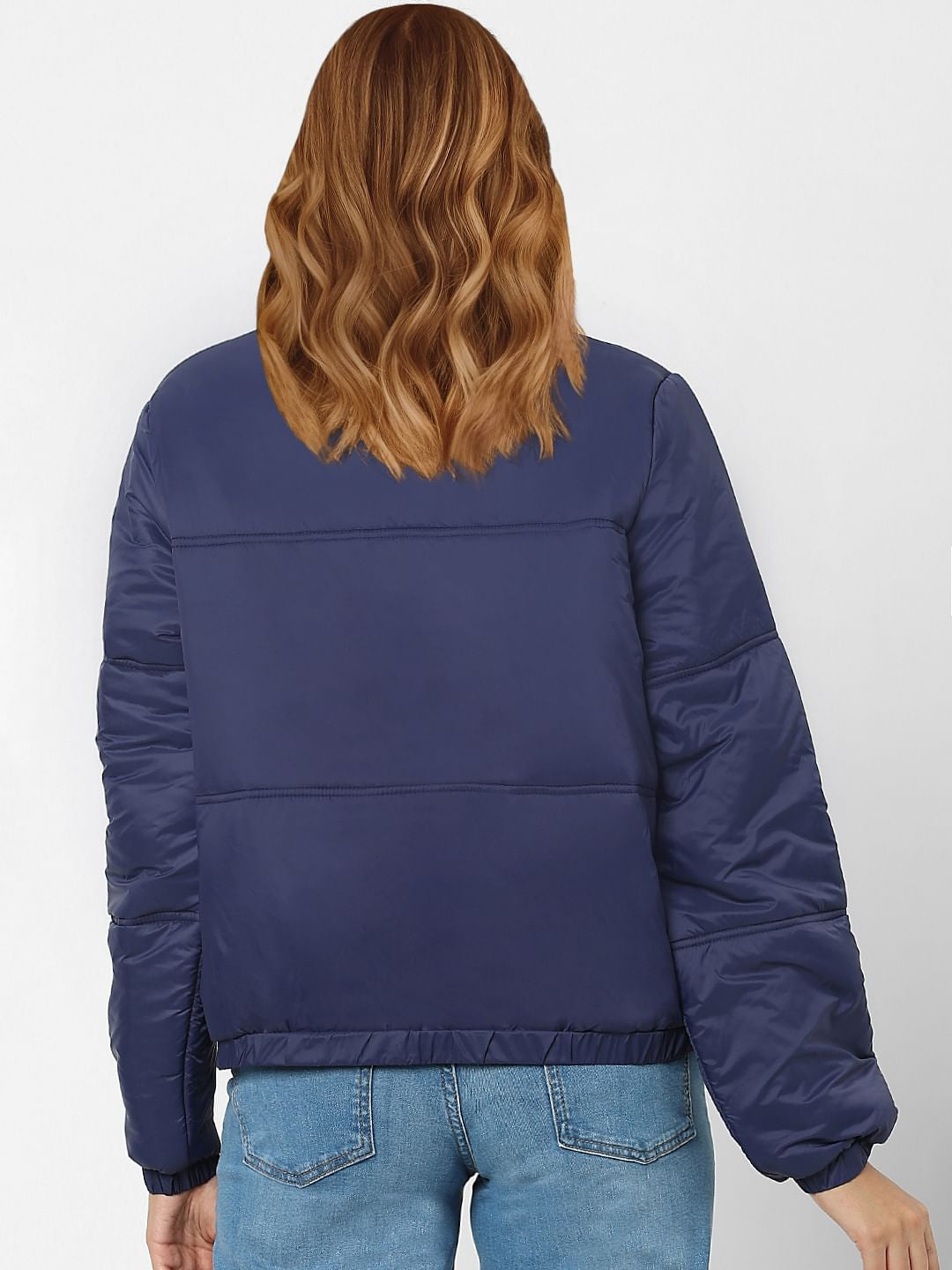 Dark Blue High Neck Padded Jacket