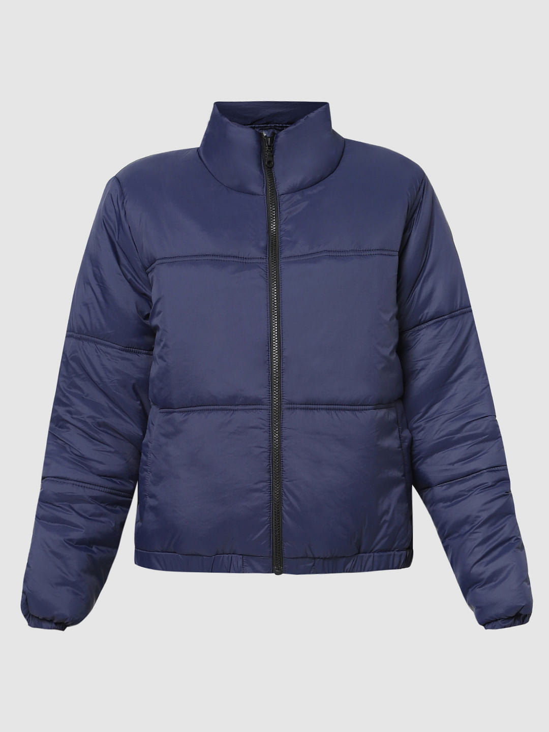Dark Blue High Neck Padded Jacket