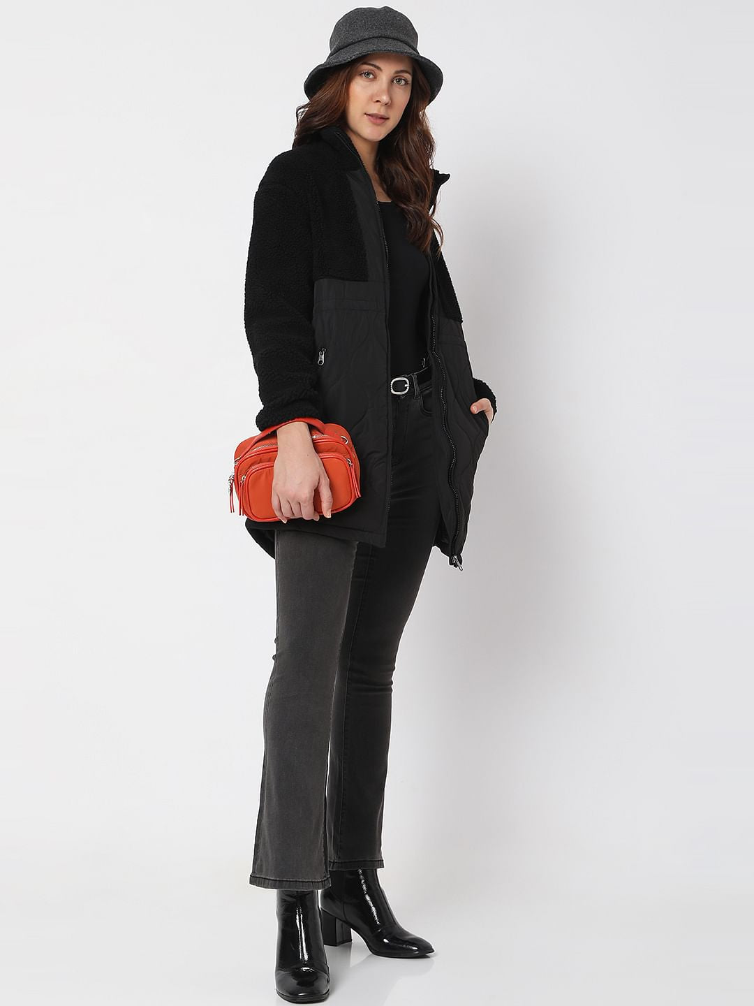 Black Panelled Long Jacket