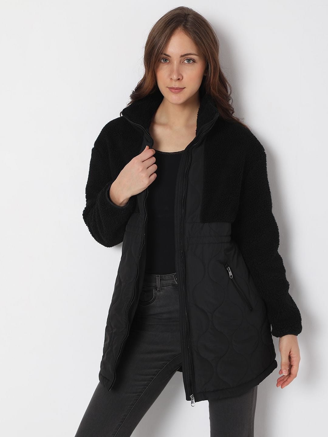 Black Panelled Long Jacket