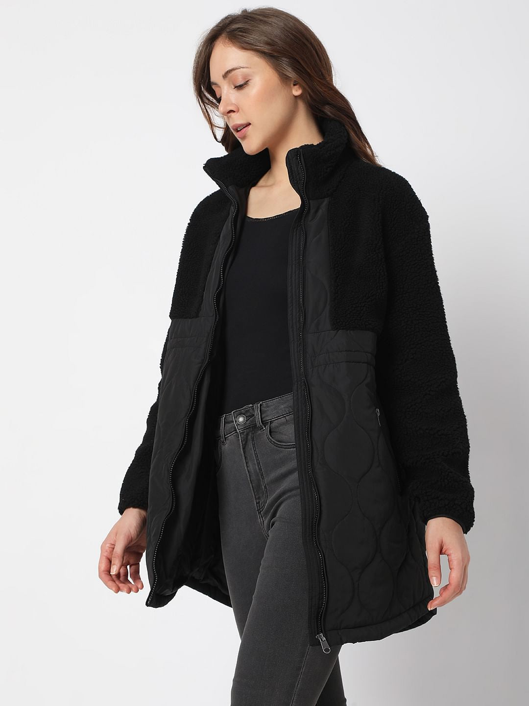 Black Panelled Long Jacket