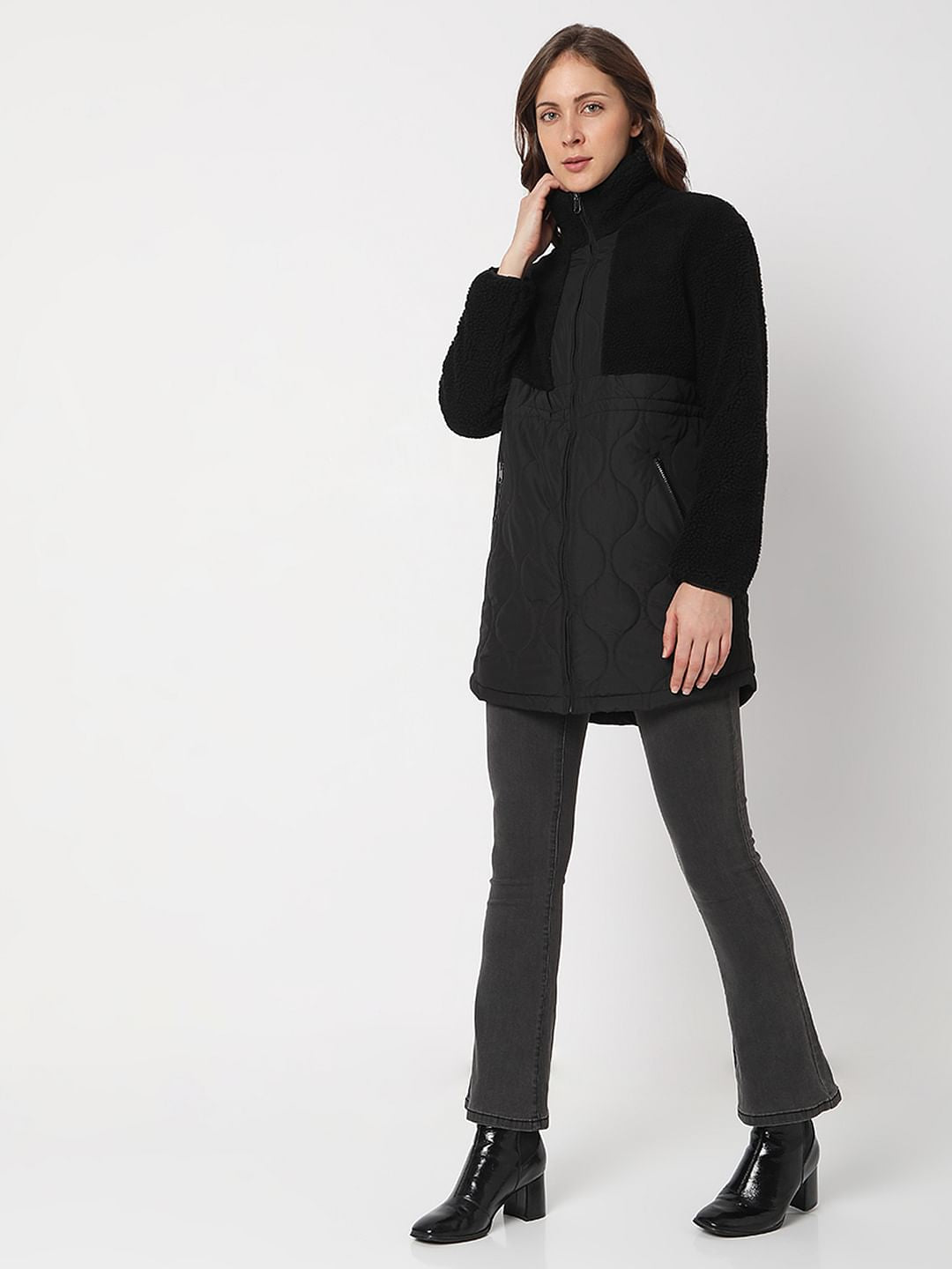 Black Panelled Long Jacket