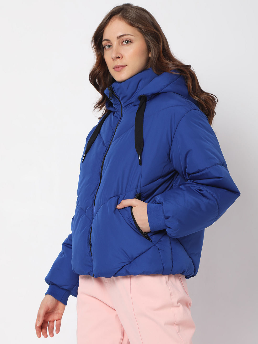 Blue Hooded Puffer Jacket