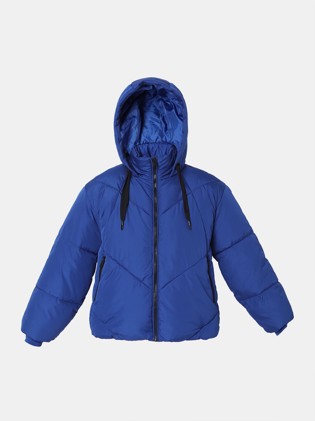 Blue Hooded Puffer Jacket