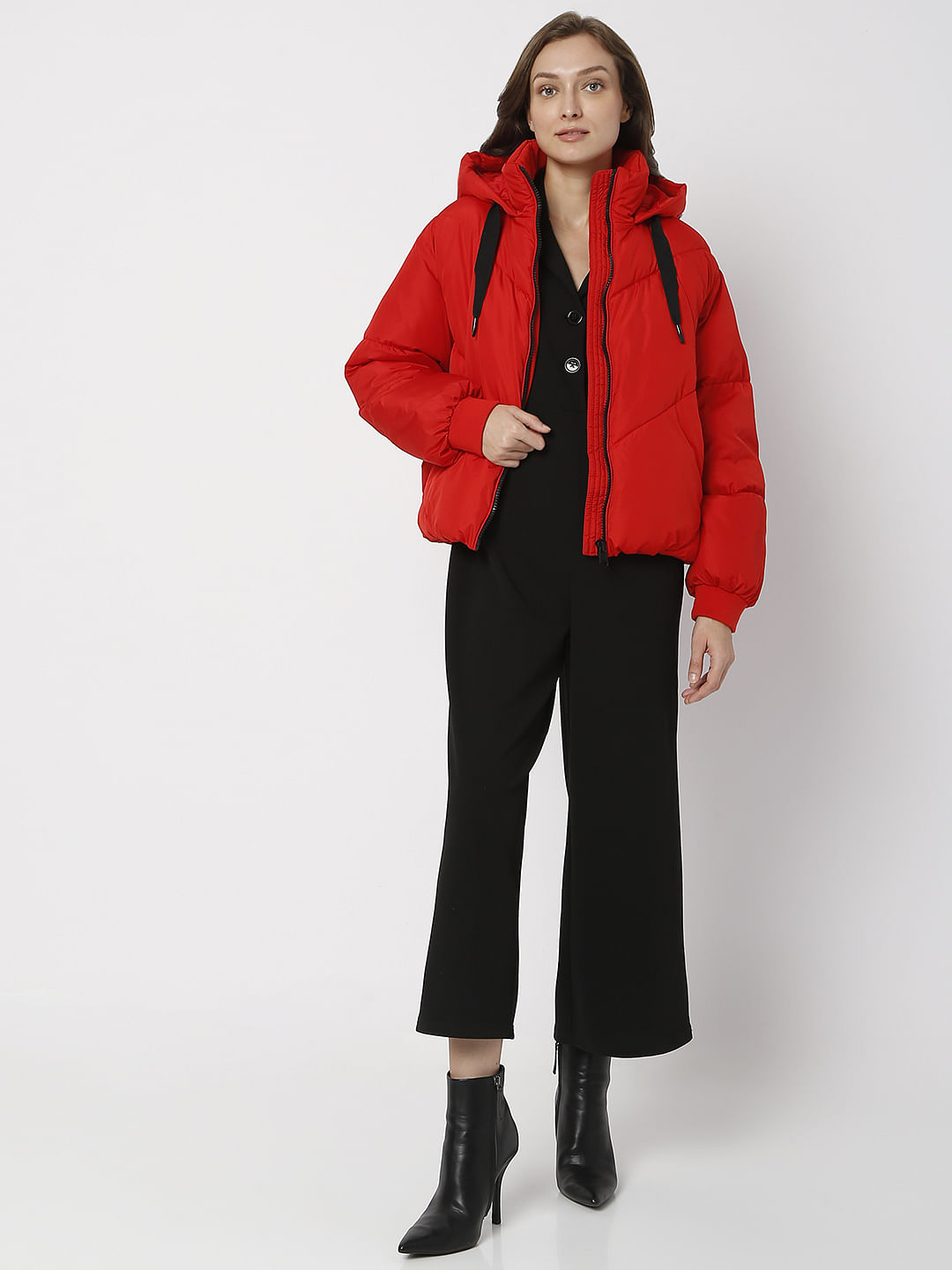 Red Hooded Puffer Jacket