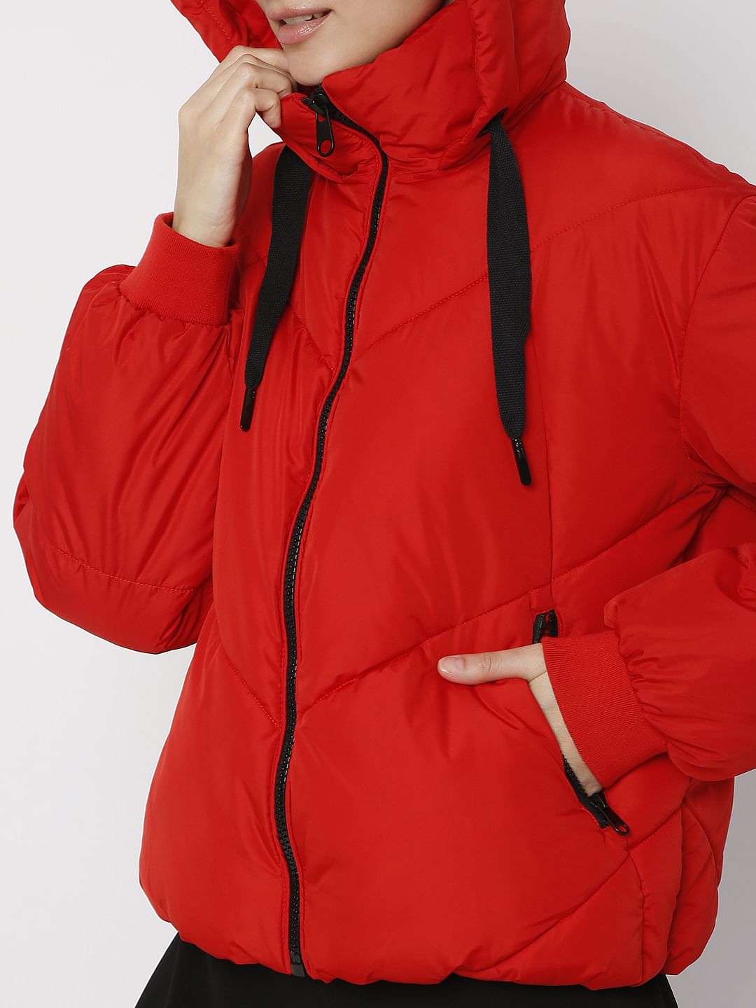 Red Hooded Puffer Jacket