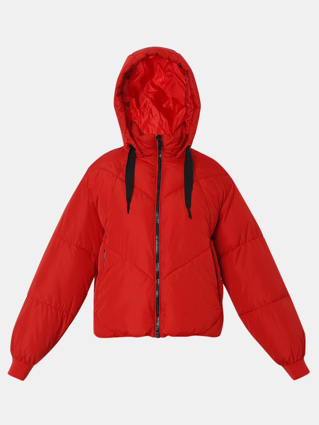 Red Hooded Puffer Jacket