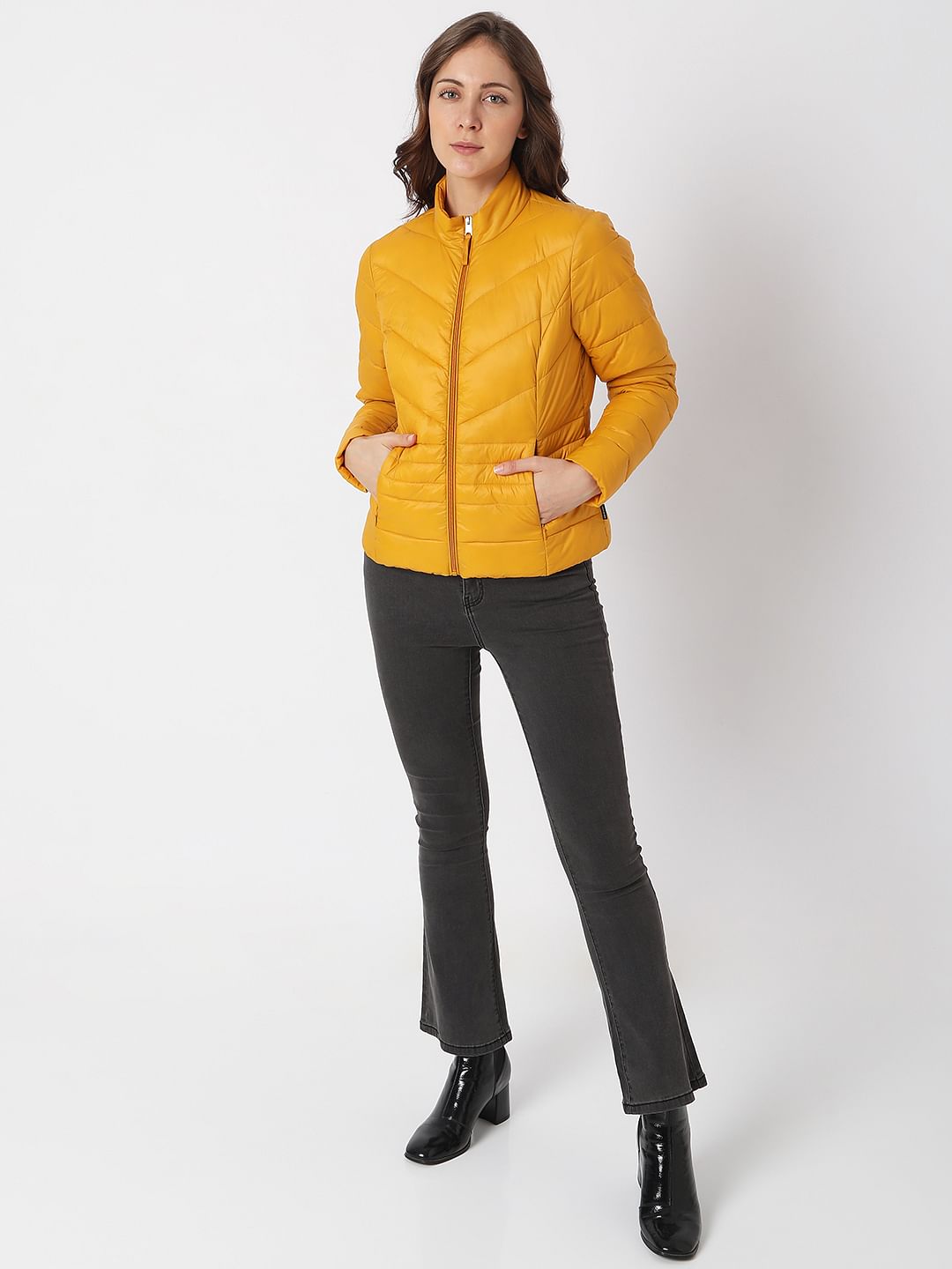 Yellow Short Puffer Jacket