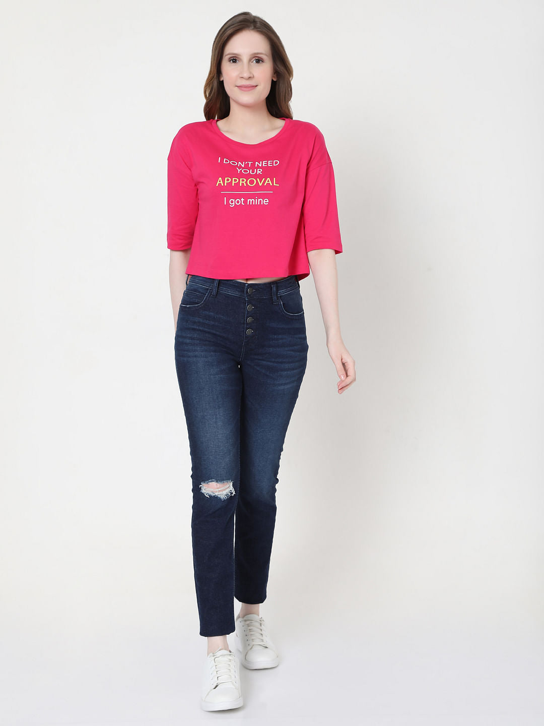 Pink Slogan Print T-Shirt