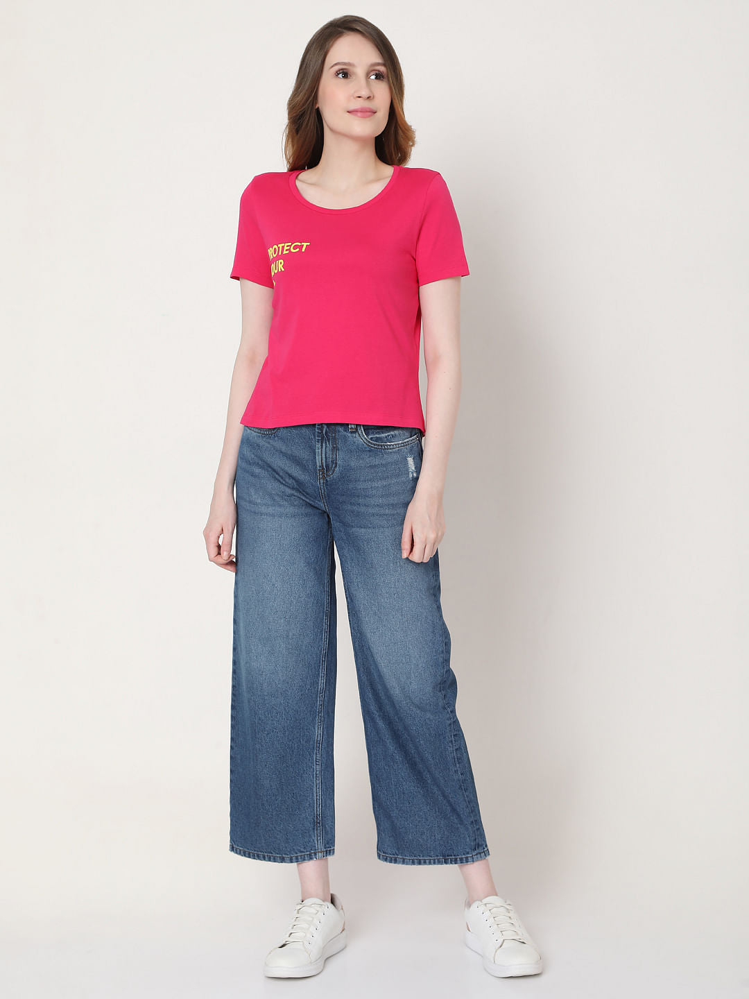 Pink Slogan Print T-Shirt