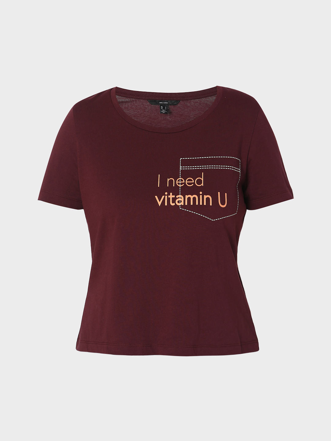 Maroon Slogan Print T-Shirt