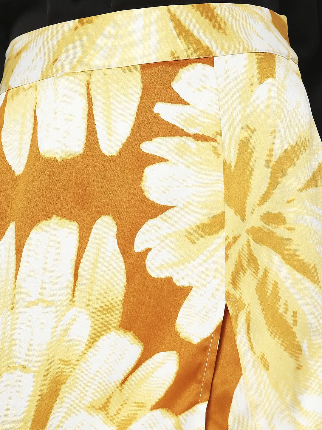Yellow High Rise Floral Skorts