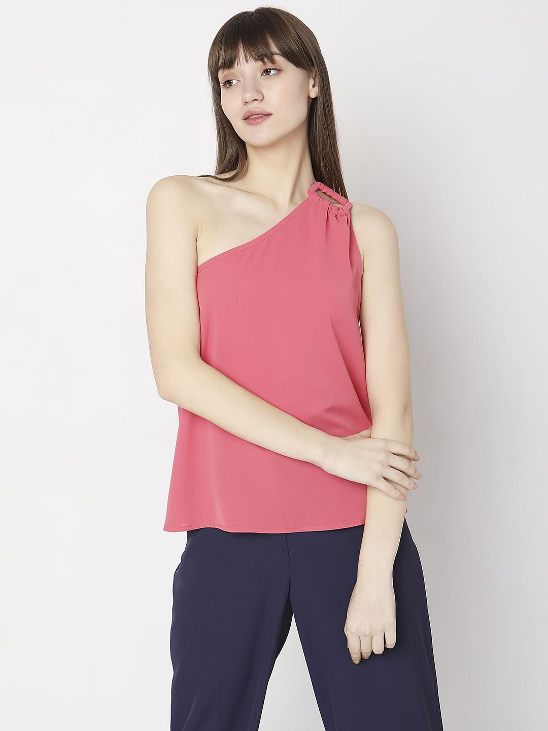 Pink One-Shoulder Top