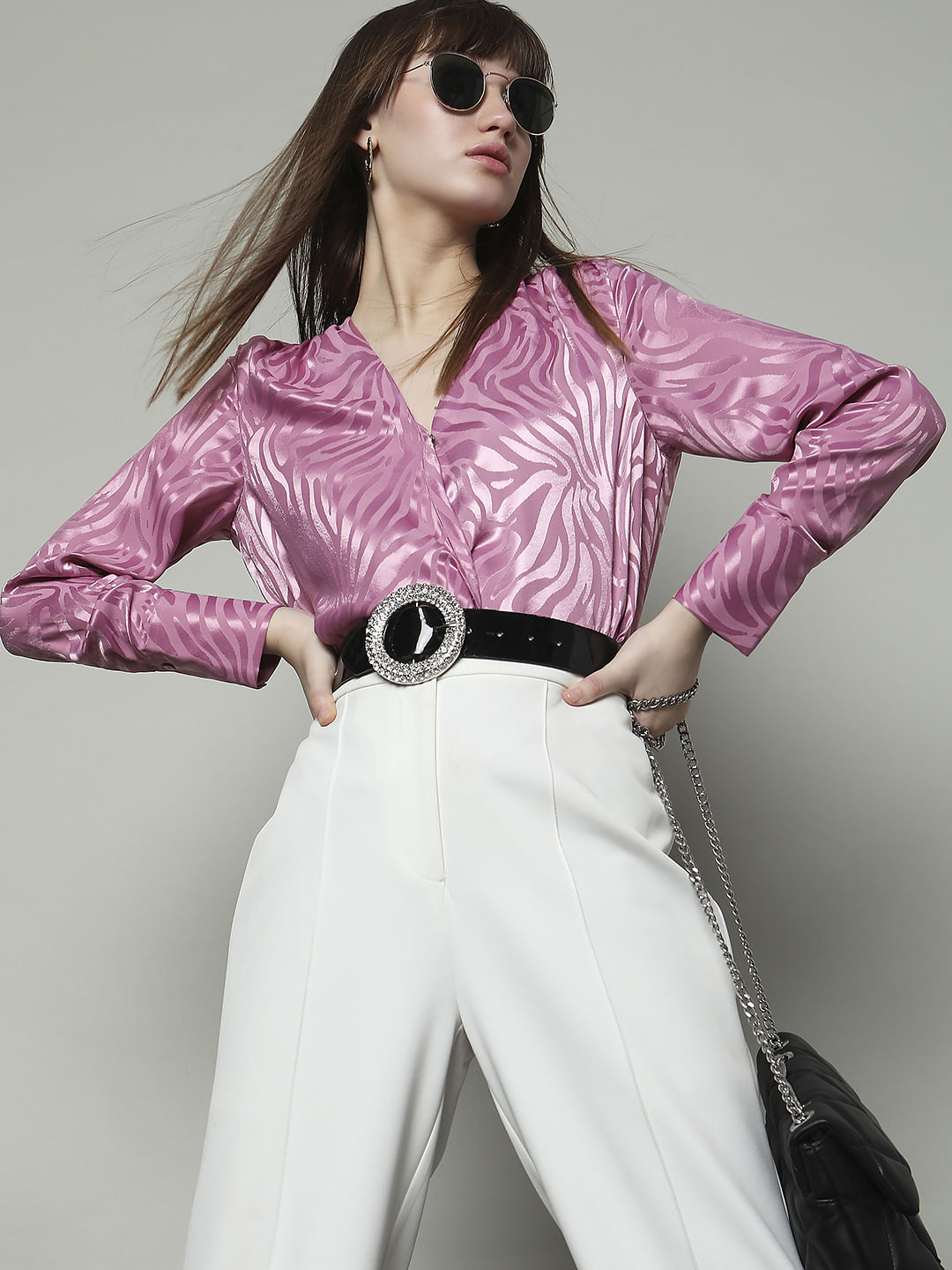 Pink Printed Overlap Top