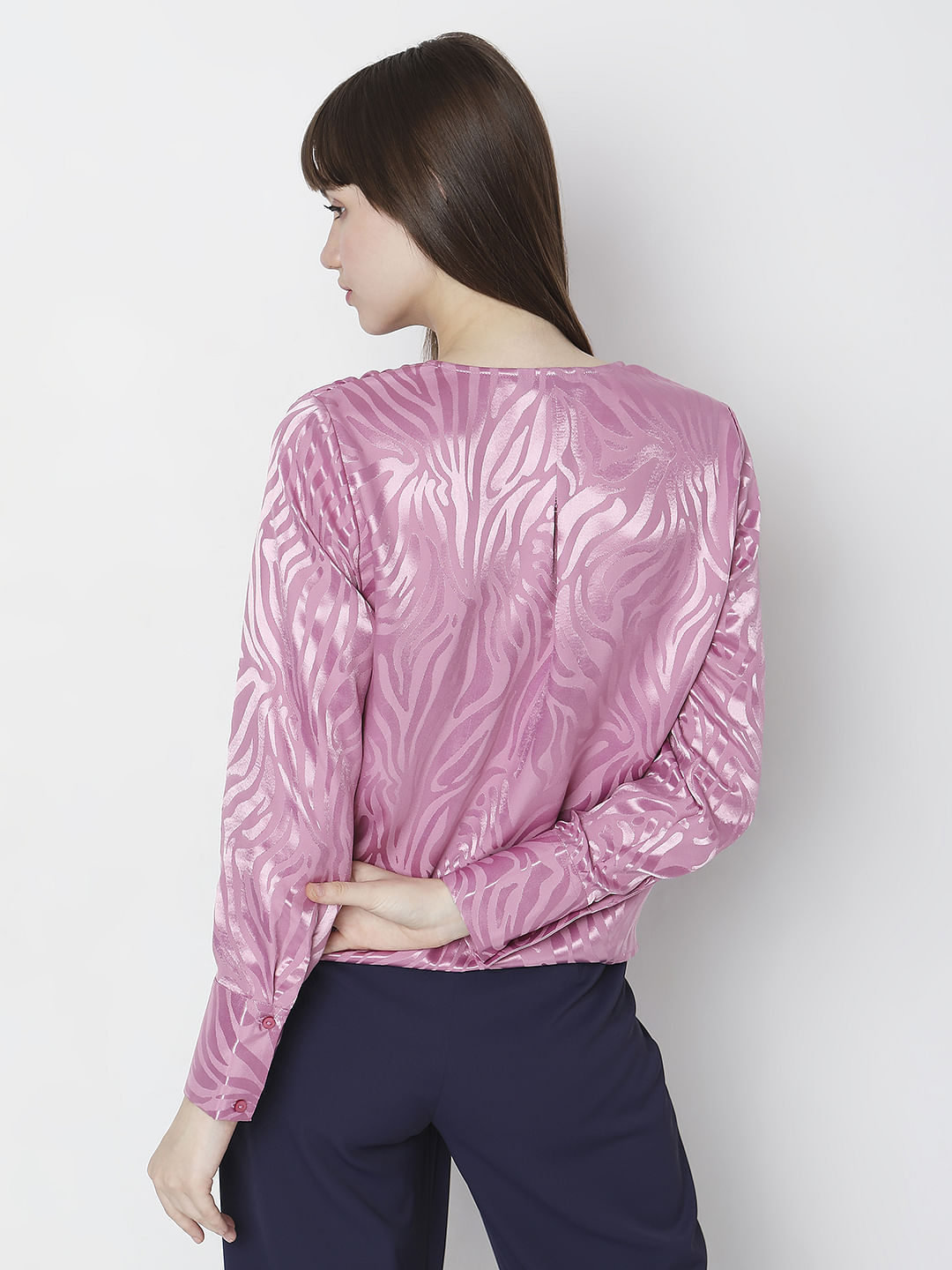 Pink Printed Overlap Top