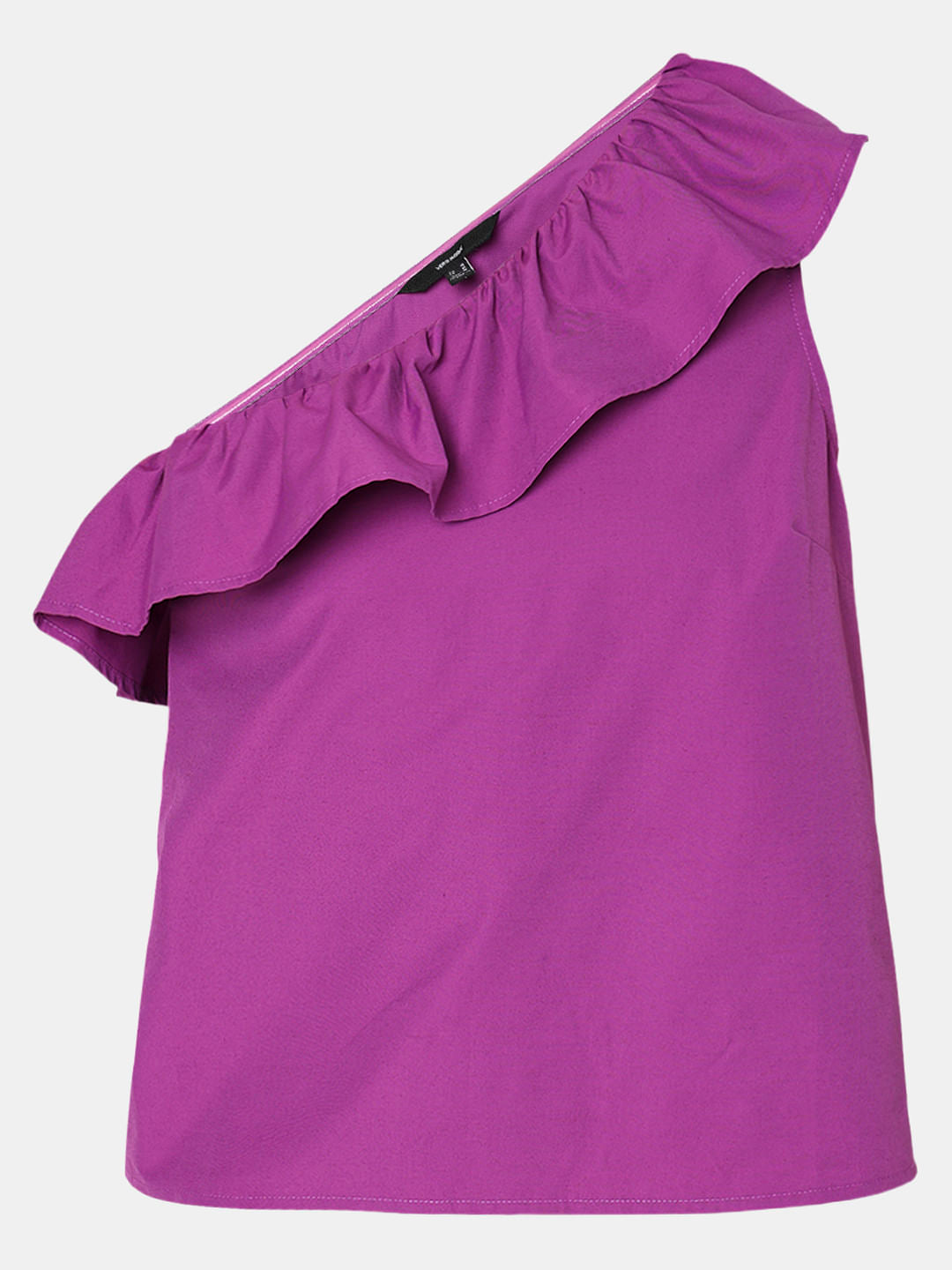 Purple One-Shoulder Ruffle Top