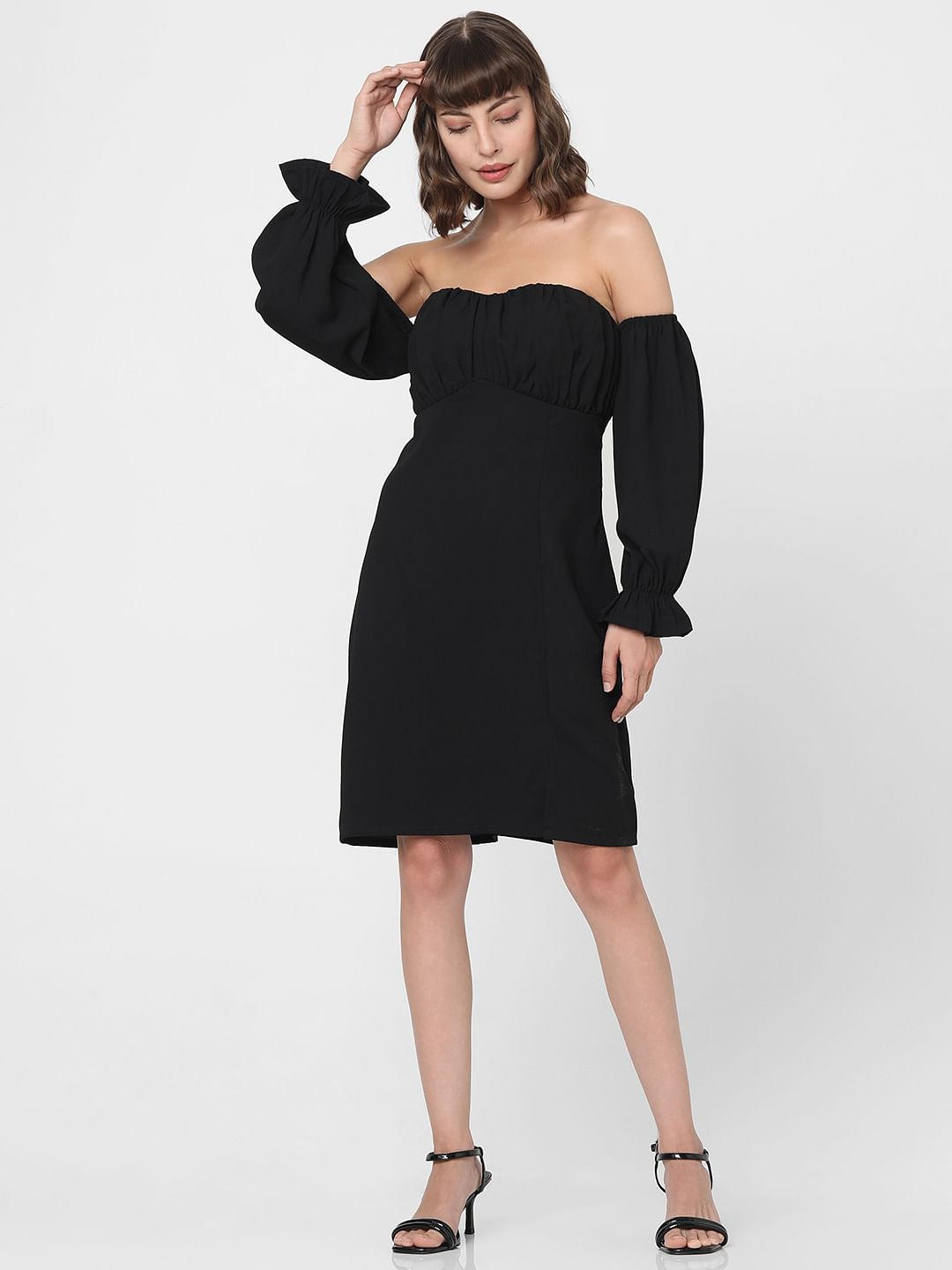 Black Off-Shoulder Short Dress