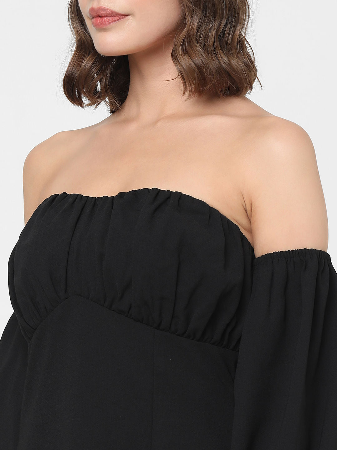 Black Off-Shoulder Short Dress