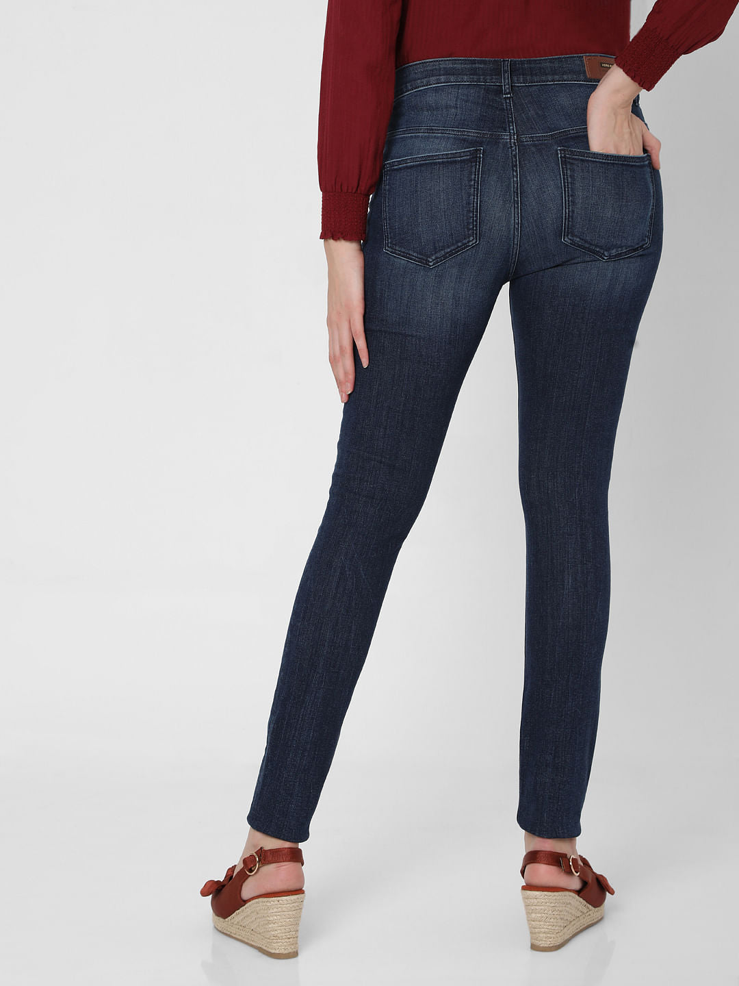 Blue High Rise Ripped Skinny Jeans