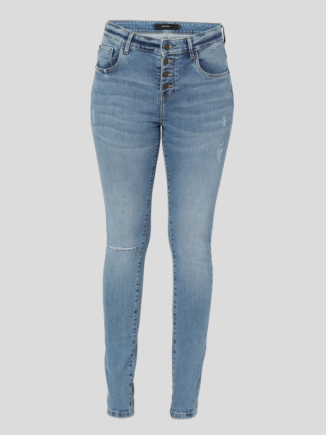 Light Blue High Rise Ripped Skinny Jeans