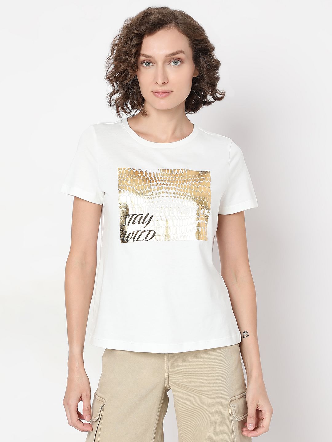 White Foil Print Organic Cotton T-Shirt