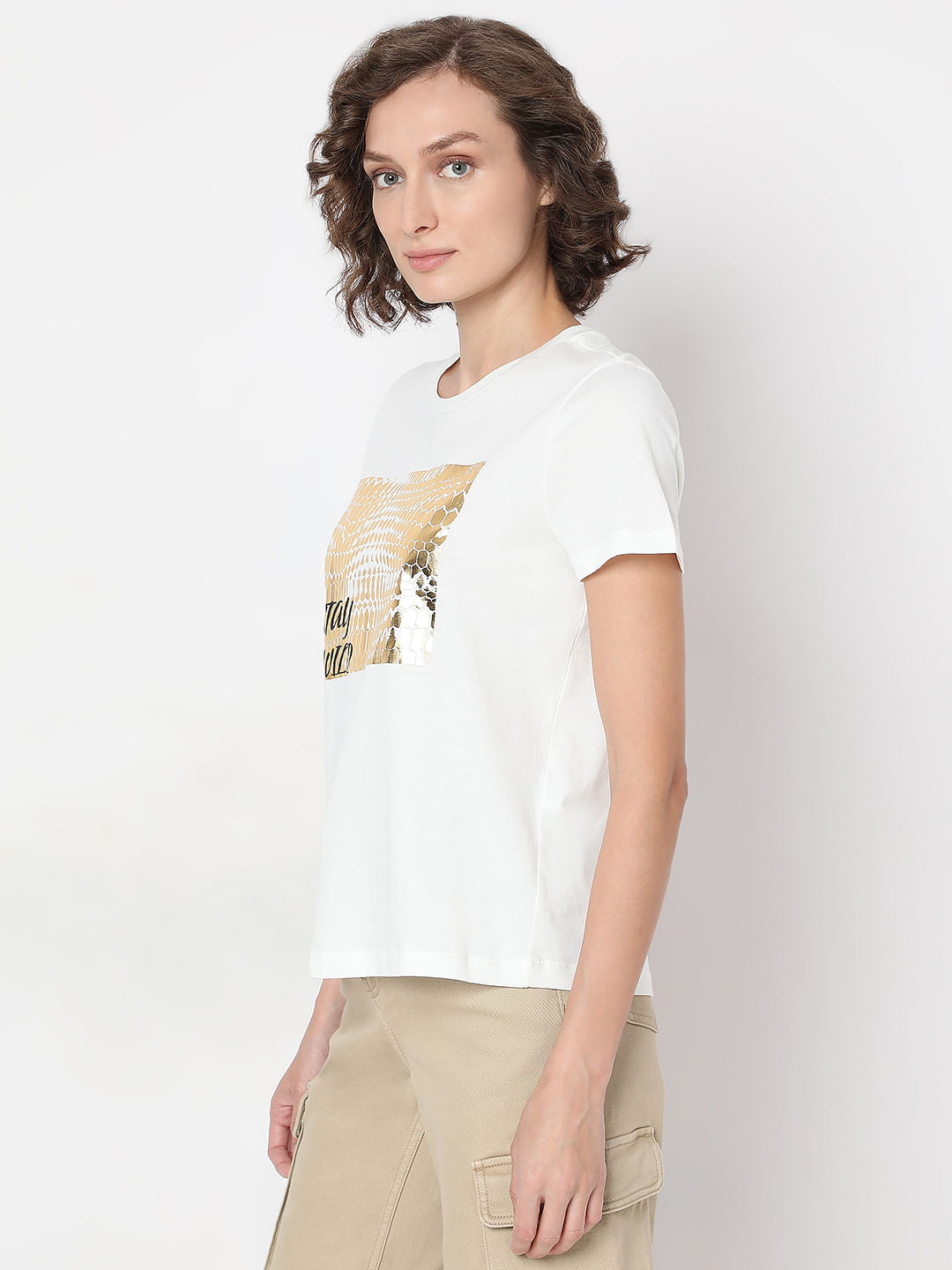 White Foil Print Organic Cotton T-Shirt