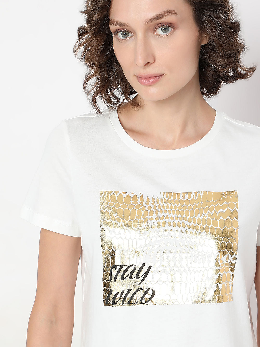 White Foil Print Organic Cotton T-Shirt