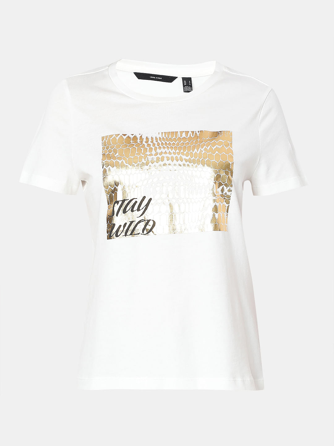 White Foil Print Organic Cotton T-Shirt