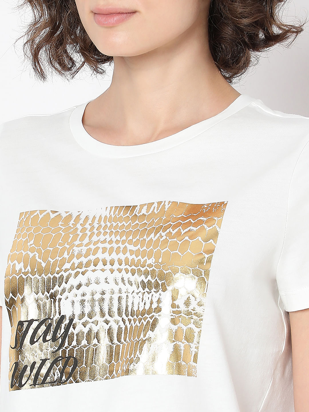 White Foil Print Organic Cotton T-Shirt