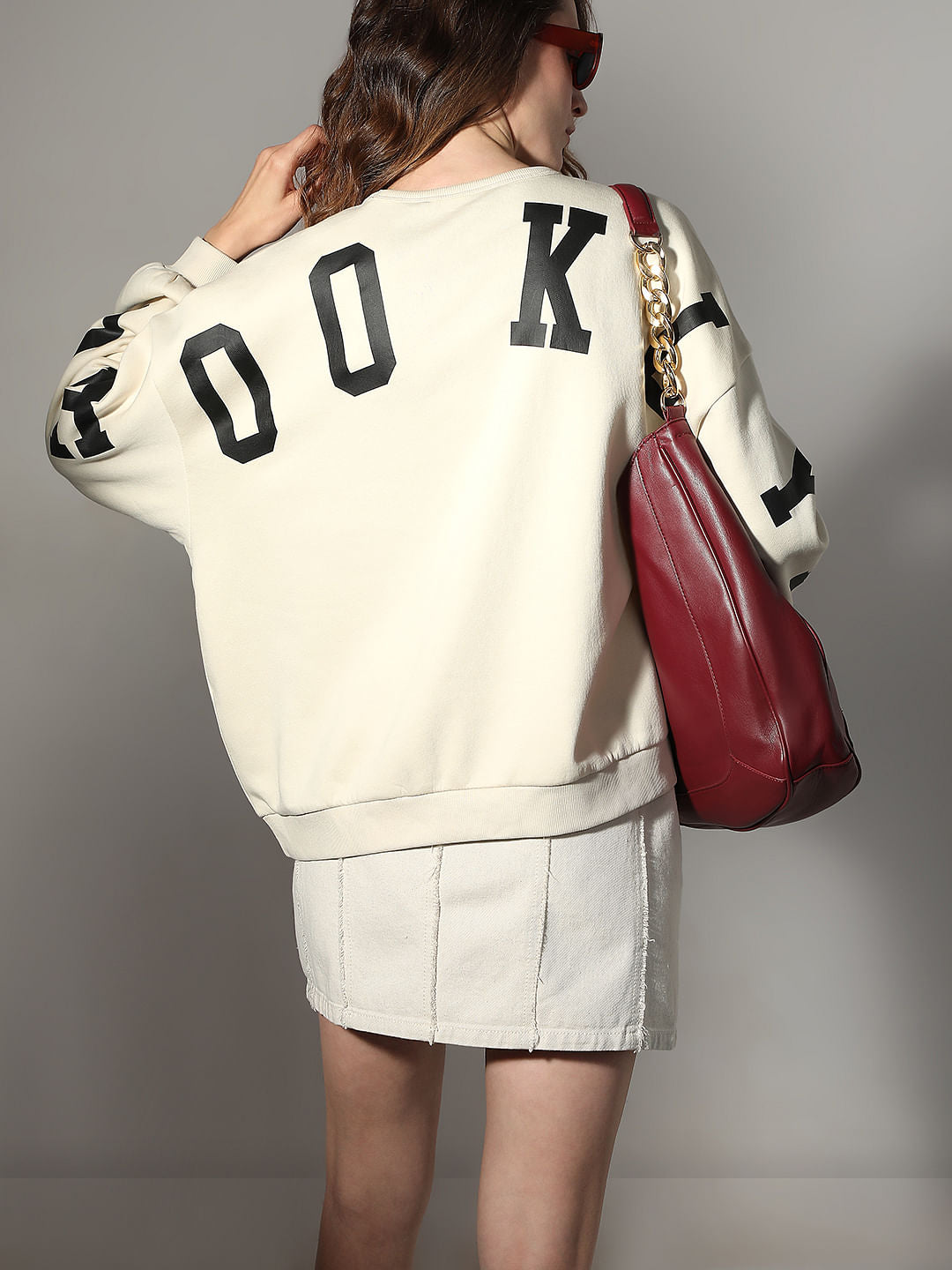 Off White Oversized Printed Sweatshirt