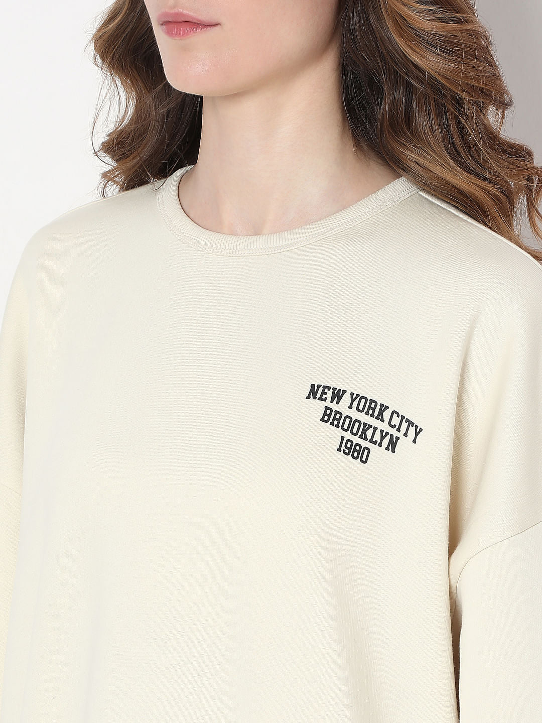 Off White Oversized Printed Sweatshirt