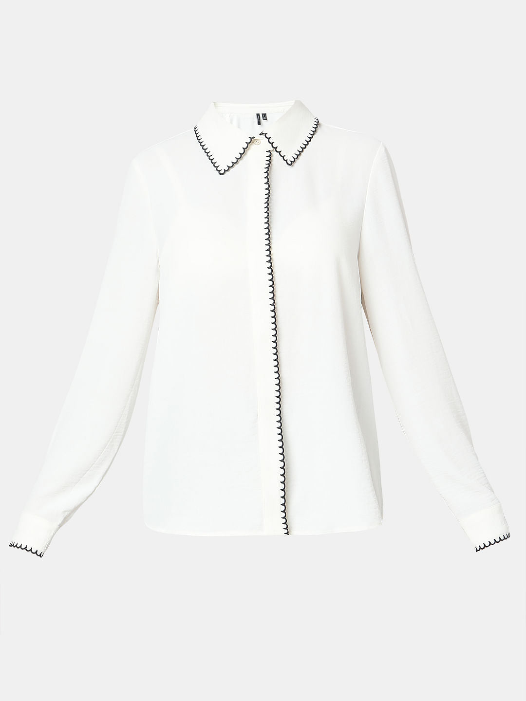 White Scallop Detail Shirt