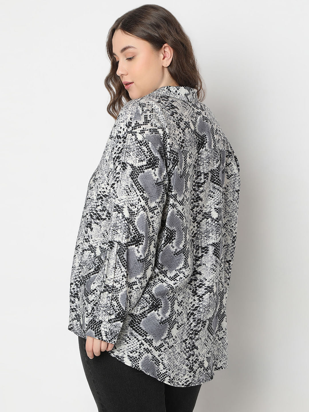 Curve Grey Animal Print Shirt