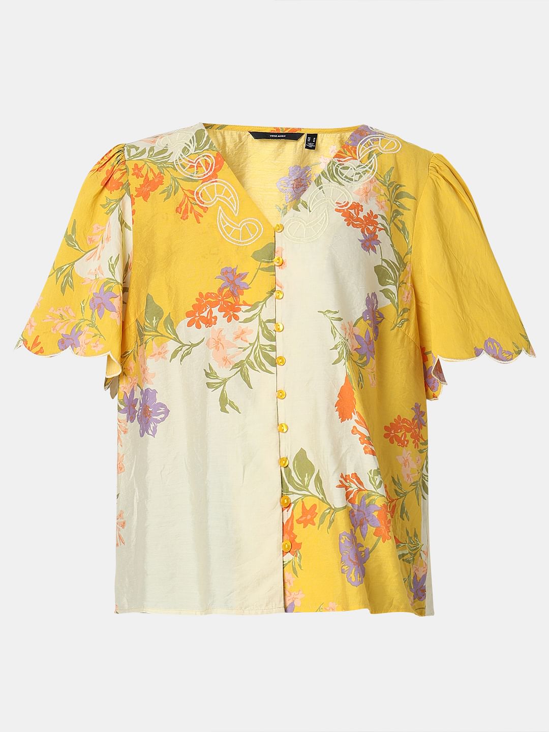 Yellow Floral Print Top